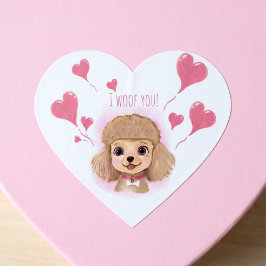 Poodle Gift Wrap Sticker • Valentine I Woof You! ハートシール