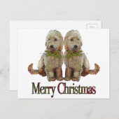 Poodle, Golden Doodleカップルのクリスマス:アート シーズンポストカード (正面/裏面)