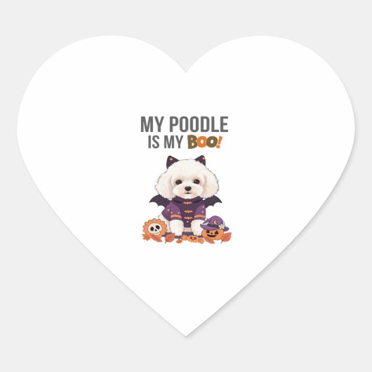 Poodle Halloween Costume My Poodle is My Boo Dog ハートシール (正面)