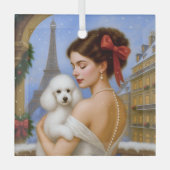 Poodle Holiday ガラスオーナメント (正面)
