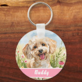 Poodle ID Tag – Add Name & Contact キーホルダー (正面)