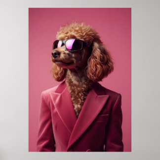 Poodle in Suit and Sunglasses ポスター