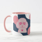 Poodle Mom Mug | Custom Name Pink Dog Sunglasses マグカップ (左)