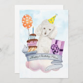 Poodle on a Cloudハッピーバースデーカード (正面/裏面)