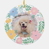 Poodle Pastel Pink Custom Photo & Name Memorial  セラミックオーナメント (裏面)