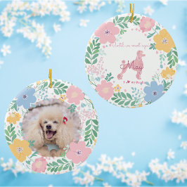 Poodle Pastel Pink Custom Photo & Name Memorial セラミックオーナメント