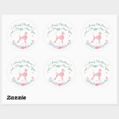 Poodle Pastel Pink Gift Wrap - Personal Text ラウンドシール (シート)