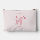Poodle Pastel Pink Zipper Pouch with Custom Name アクセサリーポーチ (裏面)