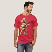 Poodle Playing Acoustic Guitar Player Dog Lover vi Tシャツ (正面フル)