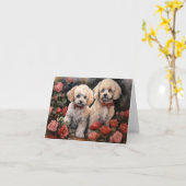 Poodle Puppies Valentine's Day Card カード (黄色い花)