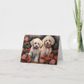 Poodle Puppies Valentine's Day Card カード (正面)