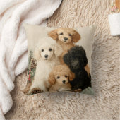 Poodle Puppies Vintage Christmas クッション (ブランケット)