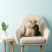 Poodle Puppies Vintage Christmas クッション (椅子)