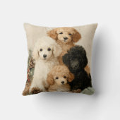 Poodle Puppies Vintage Christmas クッション (裏面)