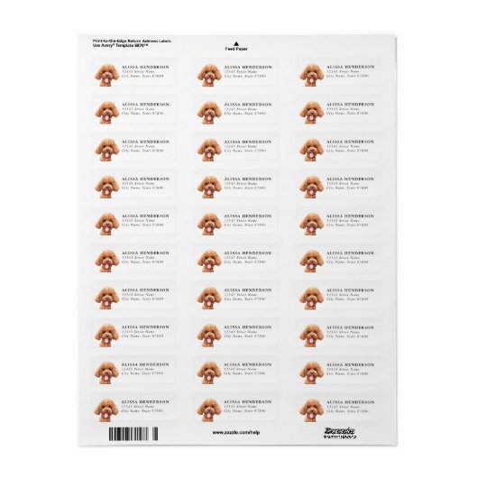 Poodle Return Address Labels ラベル (フルシート)