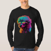 Poodle s Retro Glitch Synthwave Tシャツ (正面)