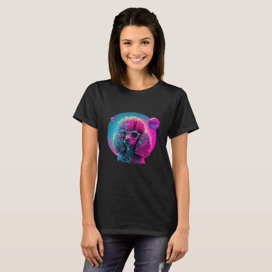 Poodle s Synthwave Dreamscape Tシャツ (正面フル)