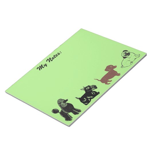 Poodle、Scottie、Dachshund、Pug Notepad ノートパッド (アングル)