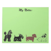Poodle、Scottie、Dachshund、Pug Notepad ノートパッド (正面)