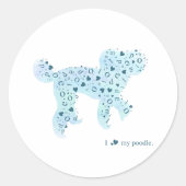 poodle silhouette sticker プードルのシール ラウンドシール (正面)