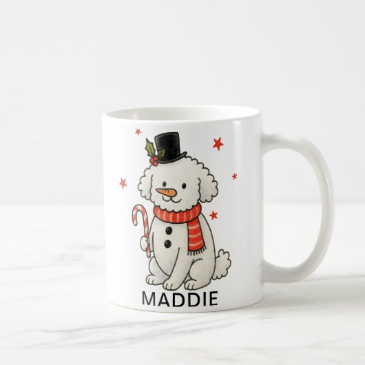 Poodle Snowman Christmas Dog コーヒーマグカップ (右)
