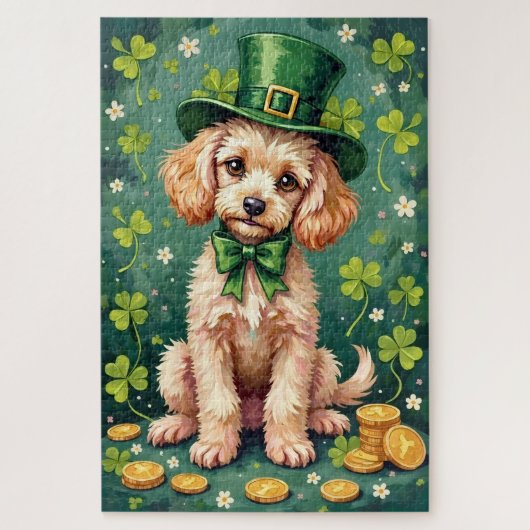 Poodle St Patrick’s Day Elegant Lucky Dog ジグソーパズル (縦)