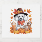 Poodle Thanksgiving Drinks Coffee Fall Leaves Pump スパークリングワインラベル (シングルラベル)