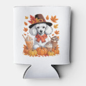 Poodle Thanksgiving Drinks Coffee Fall Leaves Pump 缶クーラー (正面)