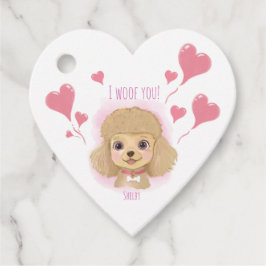 Poodle Valentine Gift Tag with I Woof You フェイバータグ