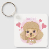 Poodle Valentine Keychain with Custom Name & Photo キーホルダー (正面)