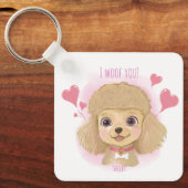 Poodle Valentine Keychain with Custom Name & Photo キーホルダー (正面)