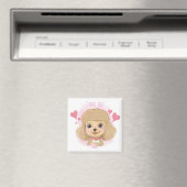 Poodle Valentine Magnet with Name & I Woof You! マグネット (インサイチュ (食洗機))