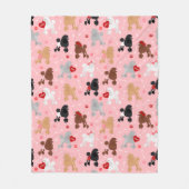 Poodle Valentine Pattern フリースブランケット (正面)