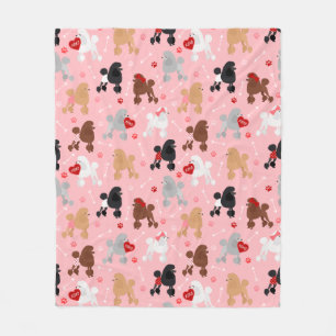 Poodle Valentine Pattern フリースブランケット