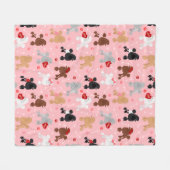 Poodle Valentine Pattern フリースブランケット (正面(横))