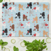 Poodle Valentine Pattern Kitchen Towel キッチンタオル (折り畳み)