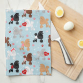 Poodle Valentine Pattern Kitchen Towel キッチンタオル (四つ折り)