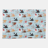 Poodle Valentine Pattern Kitchen Towel キッチンタオル (横)