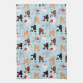 Poodle Valentine Pattern Kitchen Towel キッチンタオル (縦)