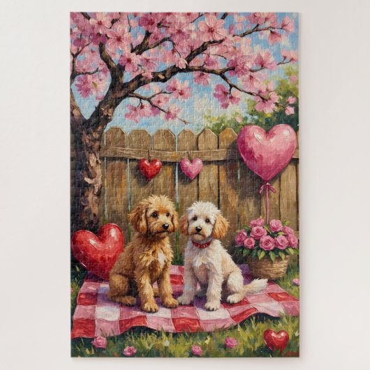 Poodle Valentine’s Day Art ジグソーパズル (縦)
