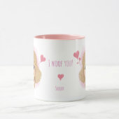 Poodle Valentine Watercolor Mug with Custom Name マグカップ (中央)
