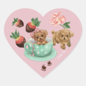Poodle Valentine's Day Heart ハートシール (正面)