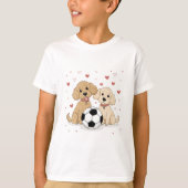 Poodles dogs with soccer ball for Valentine's Day Tシャツ (正面)