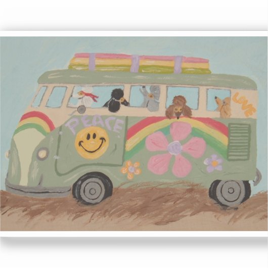 Poodles in Hippy Van シール (正面)