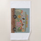 Poodles in Hippy Van ビーチタオル (正面)