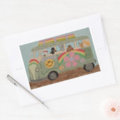 Poodles in Hippy Van 長方形シール (封筒)
