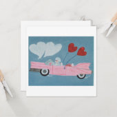 Poodles in Pink Convertible カード (正面/裏面インサイチュ)