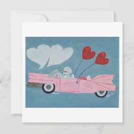 Poodles in Pink Convertible カード