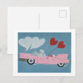 Poodles in Pink Convertible ポストカード (正面/裏面)