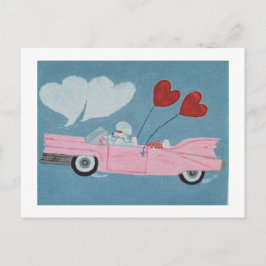 Poodles in Pink Convertible ポストカード